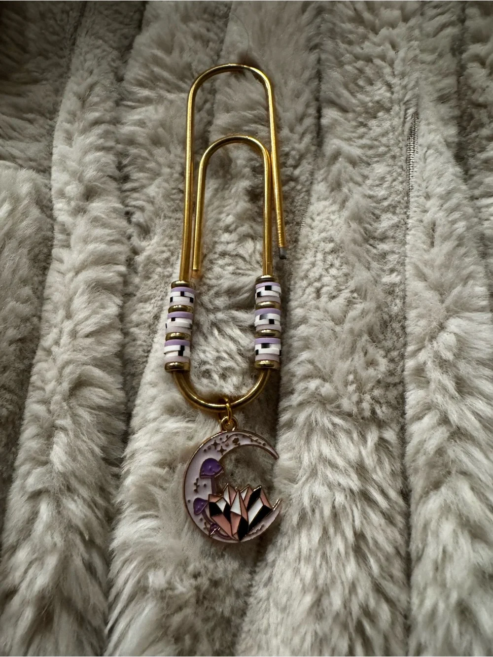 Gold Moon & Lotus Charm jumbo paperclip - Purple Accents